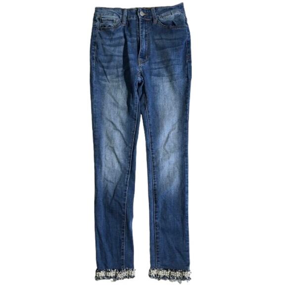 Vocal Denim - Vocal Pearl Cuff Jeans Size S - Feminine, Glam, Y2K